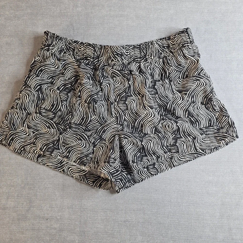A New Day Shorts Womens XXL(20) Black White Abstract Swirl Linen‎ Blend Pockets